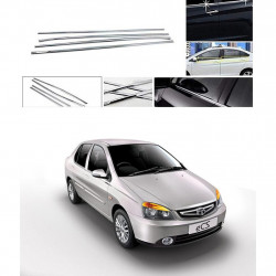 Alpine Premium Quality Car Outer Door Window Glass Beading Garnish Weatherstrip (Chrome) Indica / Indigo (Set of 4)