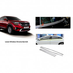 Alpine Premium Quality Car Outer Door Window Glass Beading Garnish Weatherstrip (Chrome) Seltos (Set of 4)