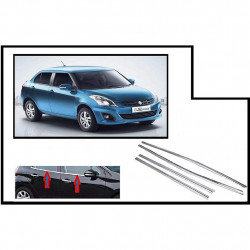 Alpine Premium Quality Car Outer Door Window Glass Beading Garnish Weatherstrip (Chrome) Swift Dzire Type 2 (Set Of 6)