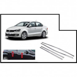 Alpine Premium Quality Car Outer Door Window Glass Beading Garnish Weatherstrip (Chrome)  Vento (Set of 4)