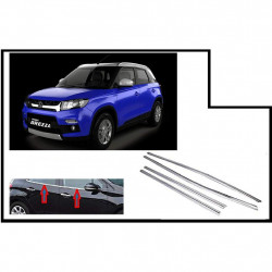 Alpine Premium Quality Car Outer Door Window Glass Beading Garnish Weatherstrip (Chrome) Vitara Brezza (Set of 4)