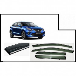 Alpine Premium Quality Door/Sun Rain Visor Guard for Baleno New Model With Chrome Lining (Injection Moulded)