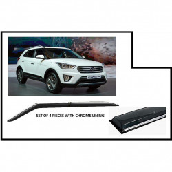 Alpine Premium Quality Door/Sun Rain Visor Guard for Creta With Chrome Lining (Injection Moulded)