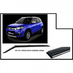 Alpine Premium Quality Door/Sun Rain Visor Guard for vitara Brezza  With Chrome Lining (Injection Moulded)