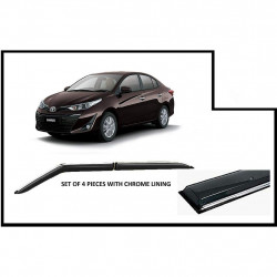 Alpine Premium Quality Door/Sun Rain Visor Guard for Yaris  With Chrome Lining (Injection Moulded)