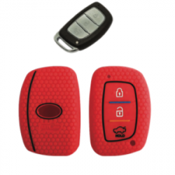 KeyCare KC-07 Key Cover Silicone For Aura / Creta / Elantra / i10 Grand / i10 Grand Nios / i20 Active / i20 Elite / Tucson / Verna Fluidic 4S / Xcent (Red)