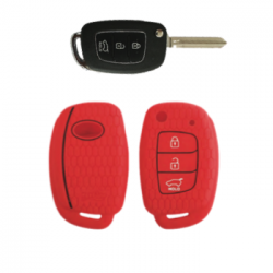 KeyCare KC-10 Key Cover Silicone For Aura / Creta / i10 Grand Nios / i20 2020 Onwards / i20 Elite / i20 Active / Xcent 2019 Onwards (Red)