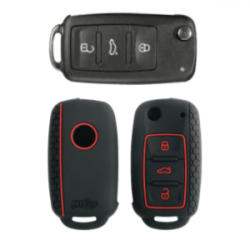 KeyCare KC-13 Key Cover Silicone For Ameo / Fabia / Jetta / Laura / Octavia 2014 Onwards / Polo / Rapid / Superb / Vento / Yeti (Black)