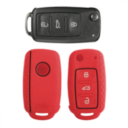 KeyCare KC-13 Key Cover Silicone For Ameo / Fabia / Jetta / Laura / Octavia 2014 Onwards / Polo / Rapid / Superb / Vento / Yeti (Red)