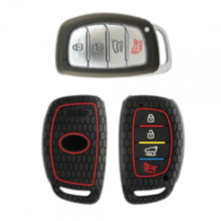 KeyCare KC-30 Key Cover Silicone For Creta / Elantra / i20 2021 Onwards / Tucson / Venue (Black)