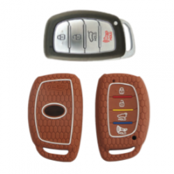 KeyCare KC-30 Key Cover Silicone For Creta / Elantra / i20 2021 Onwards / Tucson / Venue (Brown)