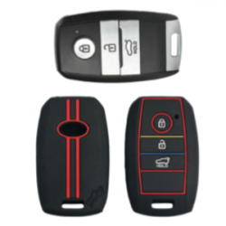 KeyCare KC-31 Key Cover Silicone For Seltos (3 Button Smart Key) (Black)