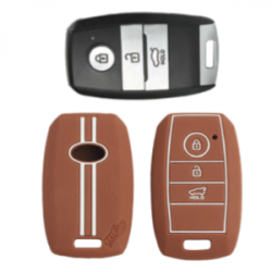 KeyCare KC-31 Key Cover Silicone For Seltos (3 Button Smart Key) (Brown)