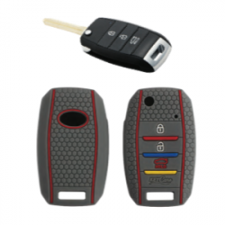 KeyCare KC-35 Key Cover Silicone For Seltos / Sonet (Flip Key) (Grey)