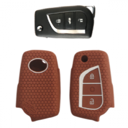 KeyCare KC-42 Key Cover Silicone For Corolla Altis / Innova Crysta (Brown)