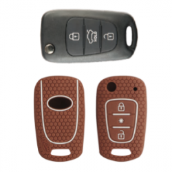 KeyCare KC-45 Key Cover Silicone For Elantra / i10 / i20 Old Model / Verna Fluidic (Brown)