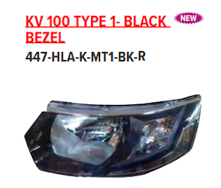 Lumax 447-HLA-K-MT1-BK-R Head Light Lamp Assembly KUV 100 Type 1 Black With Motor Right