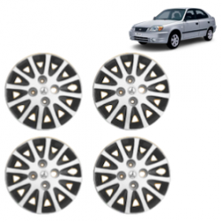 Premium Quality Car Full Wheel Cover Caps Bolt Type 13 inches (33.02 cm) (Tracer) (Double Colour Silver-Black) For Accent
