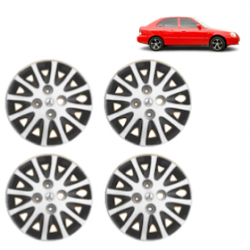 Premium Quality Car Full Wheel Cover Caps Bolt Type 13 inches (33.02 cm) (Tracer) (Double Colour Silver-Black) For Accent/ Accent Viva