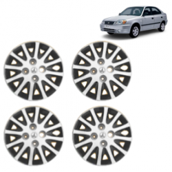 Premium Quality Car Full Wheel Cover Caps Bolt Type 13 Inches (Tracer) (Double Colour Silver-Black) For Accent
