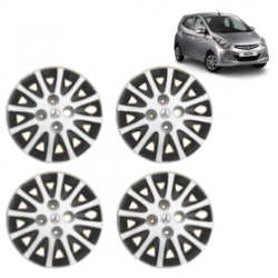 Premium Quality Car Full Wheel Cover Caps Bolt Type 13 Inches (Tracer) (Double Colour Silver-Black) For Eon 1.0L