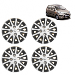 Premium Quality Car Full Wheel Cover Caps Bolt Type 13 Inches (Tracer) (Double Colour Silver-Black) For i10