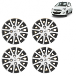 Premium Quality Car Full Wheel Cover Caps Bolt Type 13 Inches (Tracer) (Double Colour Silver-Black) For i10 New 2013 Onwards