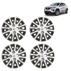 Premium Quality Car Full Wheel Cover Caps Bolt Type 13 Inches (Tracer) (Double Colour Silver-Black) For Kwid