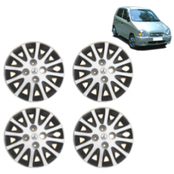 Premium Quality Car Full Wheel Cover Caps Bolt Type 13 Inches (Tracer) (Double Colour Silver-Black) For Santro Old Model