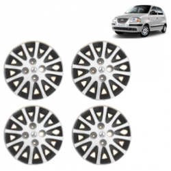 Premium Quality Car Full Wheel Cover Caps Bolt Type 13 Inches (Tracer) (Double Colour Silver-Black) For Santro Xing