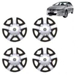 Premium Quality Car Full Wheel Cover Caps Centre Bolt Type 12 inches (30.48 cm) (Rhino) (Double Colour Silver-Black) For City iVTEC Type 5