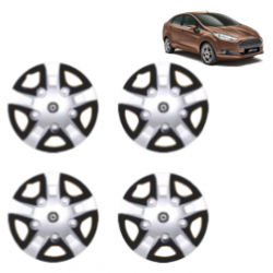 Premium Quality Car Full Wheel Cover Caps Centre Bolt Type 12 inches (30.48 cm) (Rhino) (Double Colour Silver-Black) For Fiesta