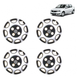 Premium Quality Car Full Wheel Cover Caps Centre Bolt Type 13 inches (33.02 cm) (Big Boss) (Double Colour Silver-Black) For Logan