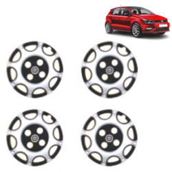 Premium Quality Car Full Wheel Cover Caps Centre Bolt Type 13 inches (33.02 cm) (Big Boss) (Double Colour Silver-Black) For Polo