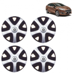 Premium Quality Car Full Wheel Cover Caps Centre Bolt Type 13 inches (33.02 cm) (Fizi) (Double Colour Silver-Black) For Fiesta