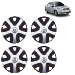 Premium Quality Car Full Wheel Cover Caps Centre Bolt Type 13 inches (33.02 cm) (Fizi) (Double Colour Silver-Black) For SX4