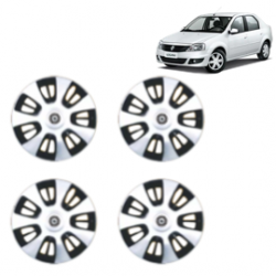 Premium Quality Car Full Wheel Cover Caps Centre Bolt Type 13 inches (33.02 cm) (FX) (Double Colour Silver-Black) For Logan
