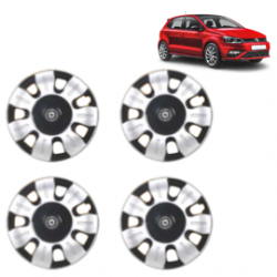 Premium Quality Car Full Wheel Cover Caps Centre Bolt Type 13 inches (33.02 cm) (Smart) (Double Colour Silver-Black) For Polo