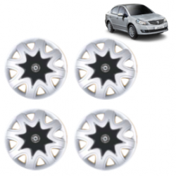 Premium Quality Car Full Wheel Cover Caps Centre Bolt Type 13 inches (33.02 cm) (Star) (Double Colour Silver-Black) For SX4