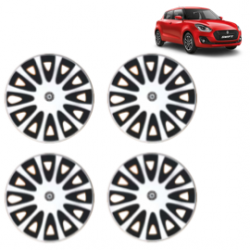 Premium Quality Car Full Wheel Cover Caps Centre Bolt Type 13 inches (33.02 cm) (Tracer) (Double Colour Silver-Black) For SX4