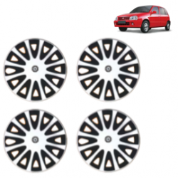 Premium Quality Car Full Wheel Cover Caps Centre Bolt Type 13 inches (33.02 cm) (Tracer) (Double Colour Silver-Black) For Zen