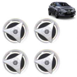 Premium Quality Car Full Wheel Cover Caps Centre Bolt Type 13 Inches (ATR) (Double Colour Silver-Black) For Baleno New Model