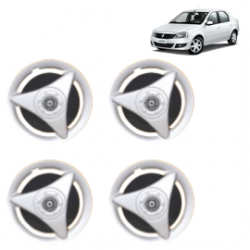 Premium Quality Car Full Wheel Cover Caps Centre Bolt Type 13 Inches (ATR) (Double Colour Silver-Black) For Logan