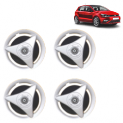 Premium Quality Car Full Wheel Cover Caps Centre Bolt Type 13 Inches (ATR) (Double Colour Silver-Black) For Polo