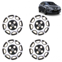 Premium Quality Car Full Wheel Cover Caps Centre Bolt Type 13 Inches (Big Boss) (Double Colour Silver-Black) For Baleno New Model
