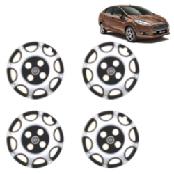 Premium Quality Car Full Wheel Cover Caps Centre Bolt Type 13 Inches (Big Boss) (Double Colour Silver-Black) For Fiesta