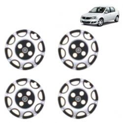 Premium Quality Car Full Wheel Cover Caps Centre Bolt Type 13 Inches (Big Boss) (Double Colour Silver-Black) For Logan