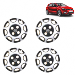 Premium Quality Car Full Wheel Cover Caps Centre Bolt Type 13 Inches (Big Boss) (Double Colour Silver-Black) For Polo
