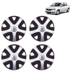 Premium Quality Car Full Wheel Cover Caps Centre Bolt Type 13 Inches (Fizi) (Double Colour Silver-Black) For Logan
