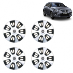 Premium Quality Car Full Wheel Cover Caps Centre Bolt Type 13 Inches (FX) (Double Colour Silver-Black) For Baleno New Model